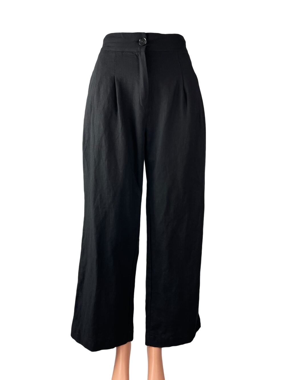 Naning9 Women's Black High Rise Pleated Wide Leg Baggy Trousers Pants Size XS